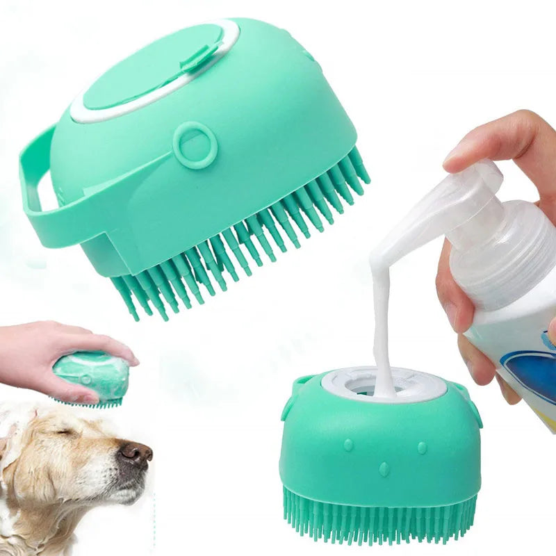 Escova massageadora para cães de estimação, escova massageadora para gatos, escova de banho para banho, cabelo curto, escovas de silicone macias