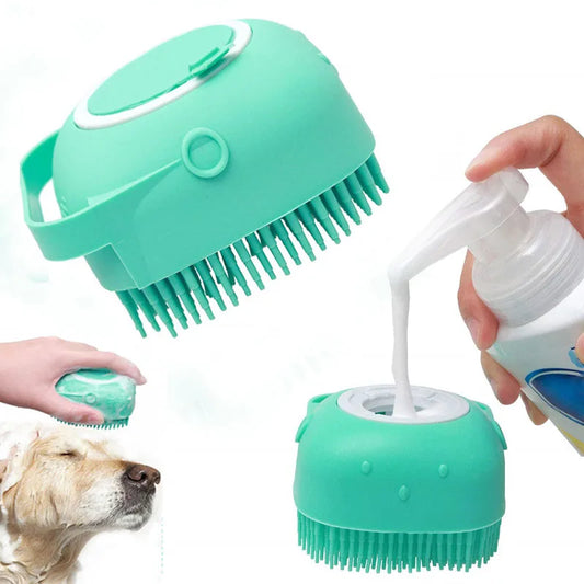 Escova massageadora para cães de estimação, escova massageadora para gatos, escova de banho para banho, cabelo curto, escovas de silicone macias