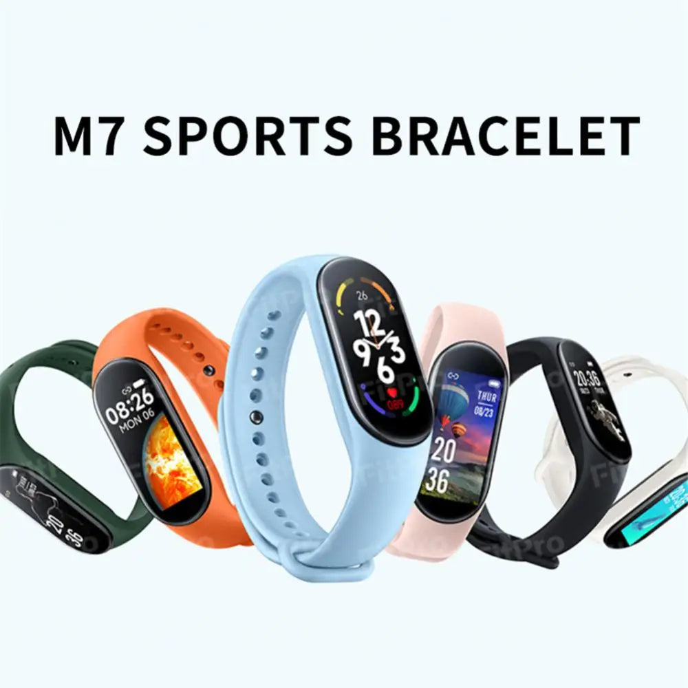 Pulseira inteligente mi band 7 tela grande frequência cardíaca pressão arterial oxigênio no sangue ip67 à prova d' água mostrador dinâmico para