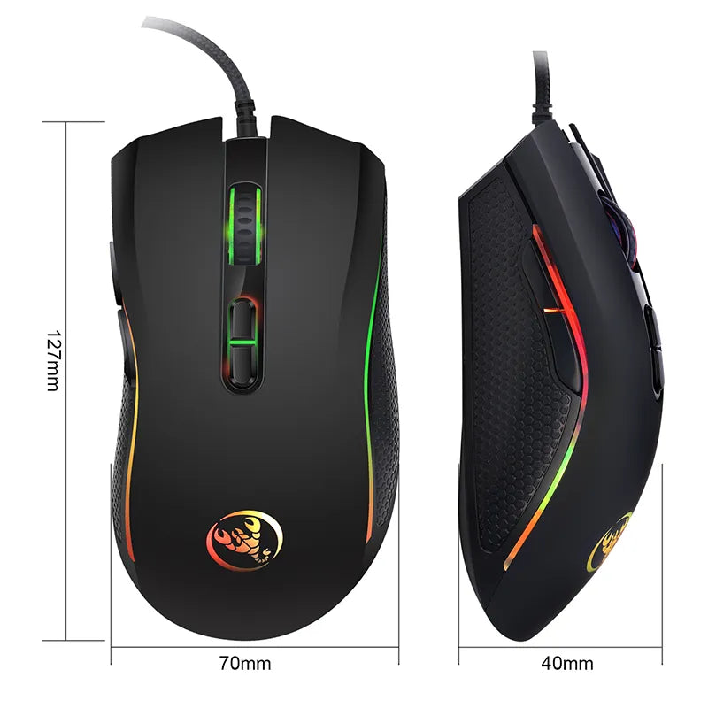 Novo mouse gamer com fio 7 botões 3200dpi led óptico usb