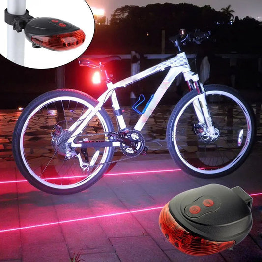Luz led de aviso de segurança para bicicleta, de alta qualidade, luz laser para bicicleta, lâmpada piscante, luz traseira, ciclismo, 5 led + 2 laser