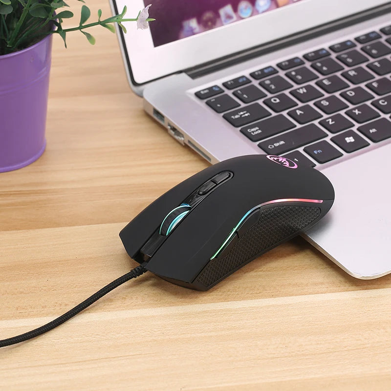 Novo mouse gamer com fio 7 botões 3200dpi led óptico usb