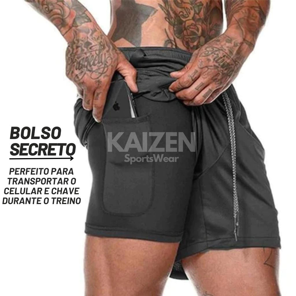 Short Masculino 2 em 1 Ultra Performance Com proteção Uv+20