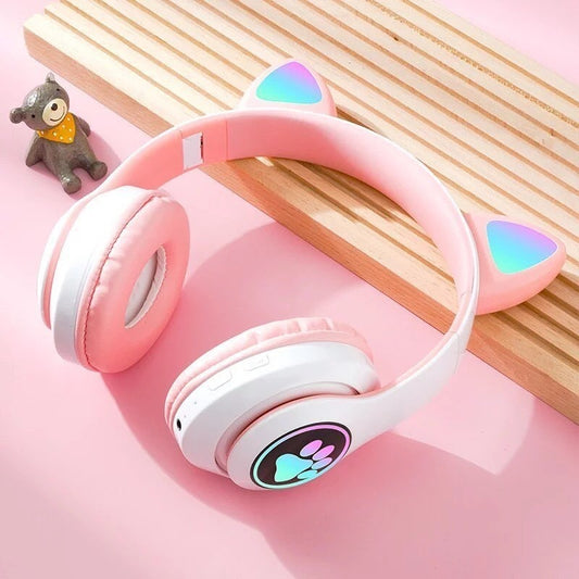 Fone Headphone Orelha Gato Colorido Led