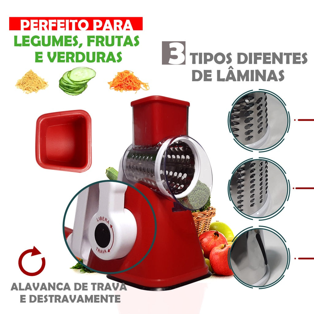 Cortador Ralador Fatiador Mandoline De Legumes Frutas e Verduras 3 em 1